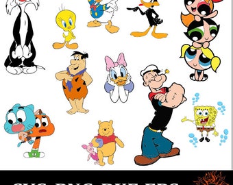 Cartoon Characters Mega Bundle Svg, Halloween Svg, Christmas Svg, Cricut Printable Clipart Silhouette
