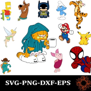Zeichentrickfiguren Mega Bundle SVG, Halloween dafür, Weihnachtsdeko, Cricut Printable Clipart Silhouette