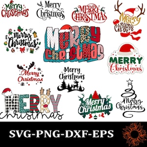 Natal SVG, Pacote SVG de Feliz Natal, Feliz Natal Dizendo Svg, Clip Art de Natal, Arquivos de Corte de Natal, Cricut, Arquivo de Corte de Silhueta.