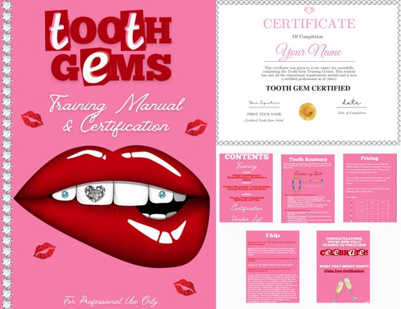 Tooth Gem Complete Training Manual & Certification, Tooth Gem Consent Form, Edit in Canva, Entrepreneur 6-Figure Side Hustle, Self-Paced