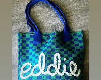 Custom Hand Embroidered checkered bag