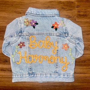 Custom hand embroidery baby toddler Jean jacket