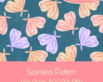 Whimsy Moth Seamless Pattern | Digital Download | Whimsical Insect Surface Design