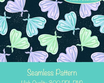 Whimsy Moth Seamless Pattern | Digital Download | Whimsical Insect Surface Design