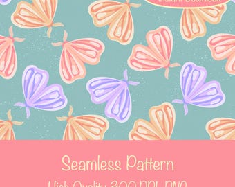 Whimsy Moth Seamless Pattern | Digital Download | Whimsical Insect Surface Design
