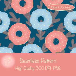 Sweet Donut Dreams Seamless Pattern | Fun & Colorful Surface Design for Donut Lovers | 300 DPI PNG | Wallpaper, Crafts, Fabric, Vinyl | Fall