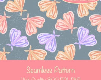 Whimsy Moth Seamless Pattern | Digital Download | Whimsical Insect Surface Design