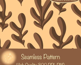 Autumn Leaves Seamless Pattern: Fall Foliage Digital Print (300 DPI PNG)
