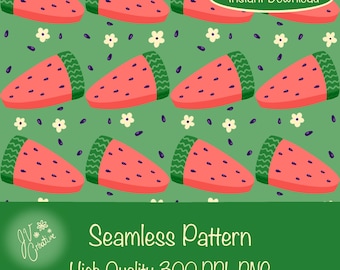 Watermelon Seamless Pattern: Summer Fruits PNG (Digital Download)