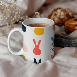 Whimsical Bunny Ceramic Mug | Perfect for Easter Tea, Gift for Rabbit Lovers, Cute Coffee Cup, Fun Kitchen Decor, Spring Home Accents