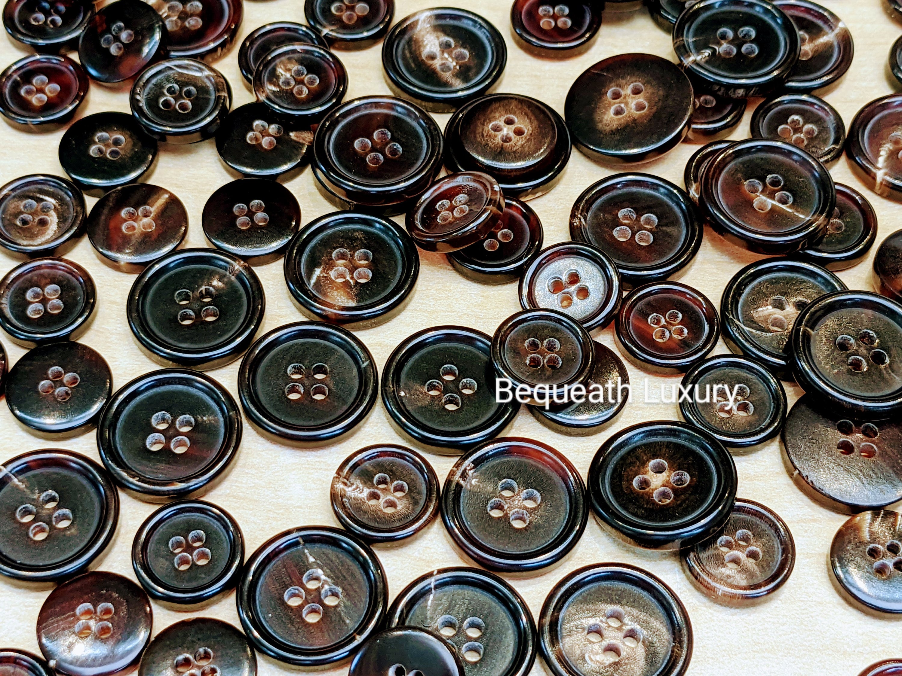 Beautiful Dark Brown Horn Suit Buttons, Luxurious High End Buffalo Horn