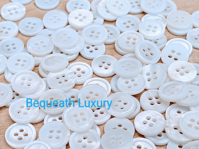 50 Natural Mother of Pearl Shirt Buttons, 11mm 10mm, 9mm, High End MOP