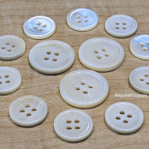 Beautiful White Natural Shell Suit Buttons, Luxurious High End Shell Buttons Set for Suits, Sport Coats & Blazers, Perfect for Bespoke Suits
