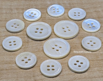 Beautiful White Natural Shell Suit Buttons, Luxurious High End Shell Buttons Set for Suits, Sport Coats & Blazers, Perfect for Bespoke Suits