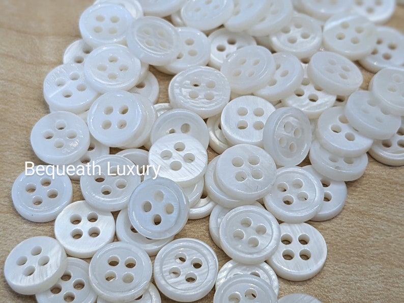 50 Natural Mother of Pearl Shirt Buttons, 11mm 10mm, 9mm, High End MOP