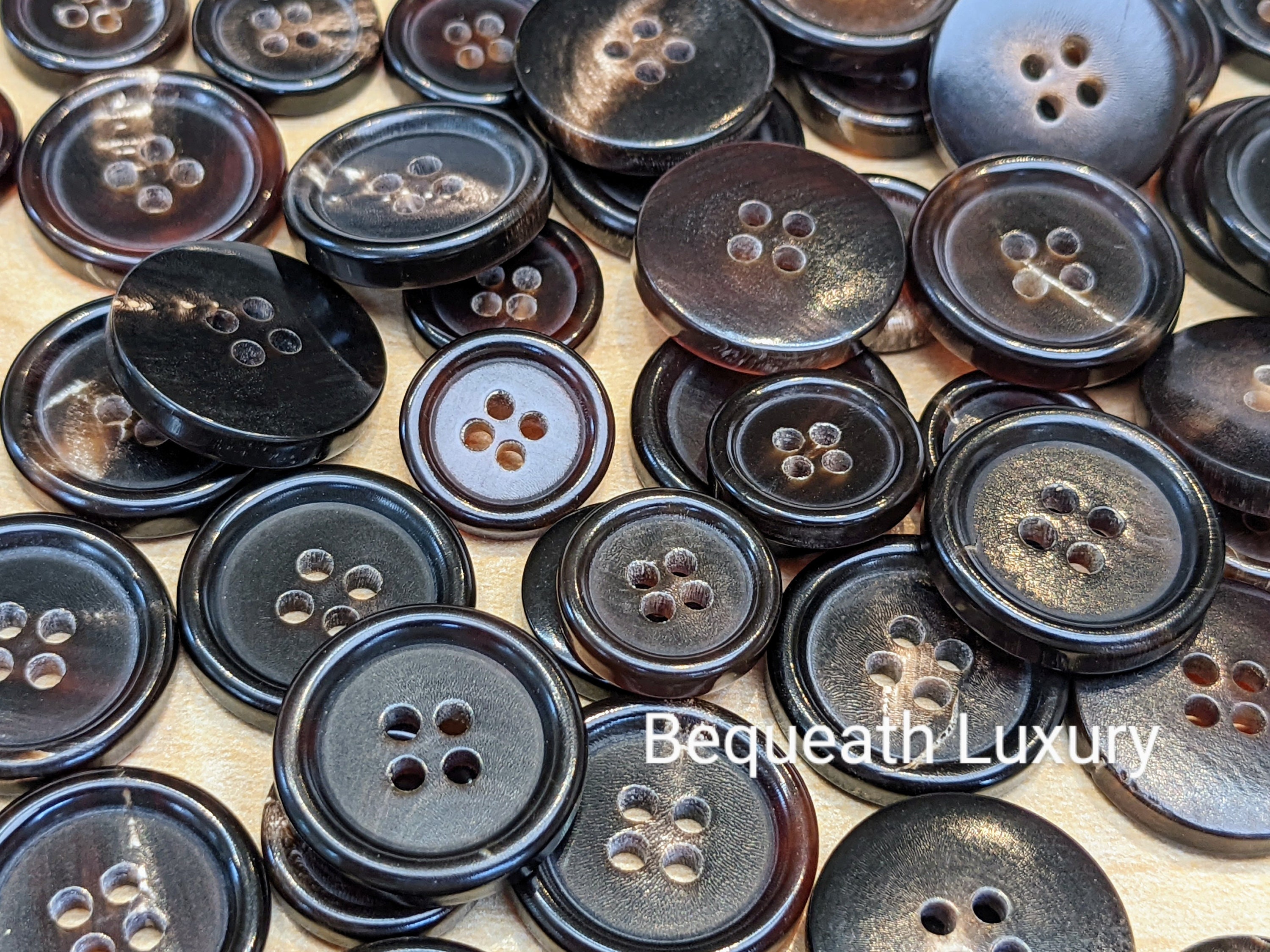Beautiful Dark Brown Horn Suit Buttons, Luxurious High End Buffalo Horn