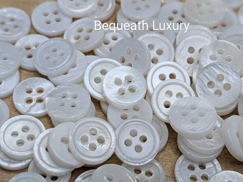 50 Natural Mother of Pearl Shirt Buttons, 11mm 10mm, 9mm, High End MOP