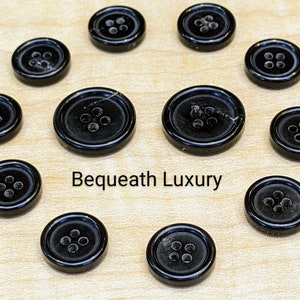 Black 4 Hole Flat Back Buttons Ideal for Shirts Blouses Trousers Cardigans  Coats & Craft15mm 18mm 20mm 25mm 