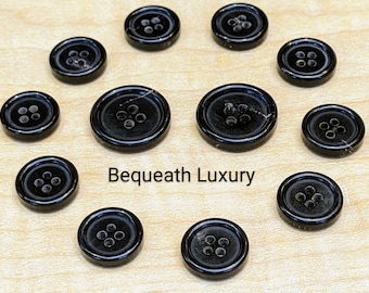 Beautiful Black Horn Suit Buttons, Luxurious High End Buffalo Horn Button Set for Suits, Sport Coats & Blazers, Perfect for Bespoke Suits