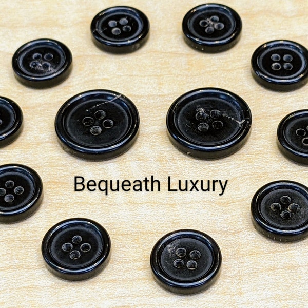 Beautiful Black Horn Suit Buttons, Luxurious High End Buffalo Horn Button Set for Suits, Sport Coats & Blazers, Perfect for Bespoke Suits