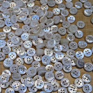 12 Mother of Pearl Shirt Buttons: 4mm Thick, High-End MOP