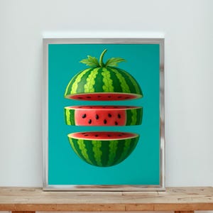 Printable wall art prints, Watermelon poster, Kitchen and food