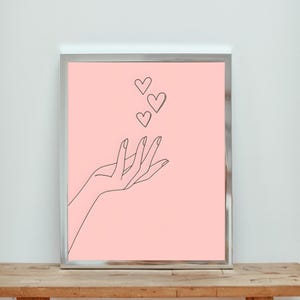 Retro Love Letter Print: Vintage Pink Wall Art for Couples