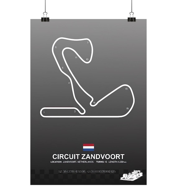 Formula 1 Poster Circuit Zandvoort – Track Map Wall Art DIN A1 – A4 – Poster DIN A1 (high)
