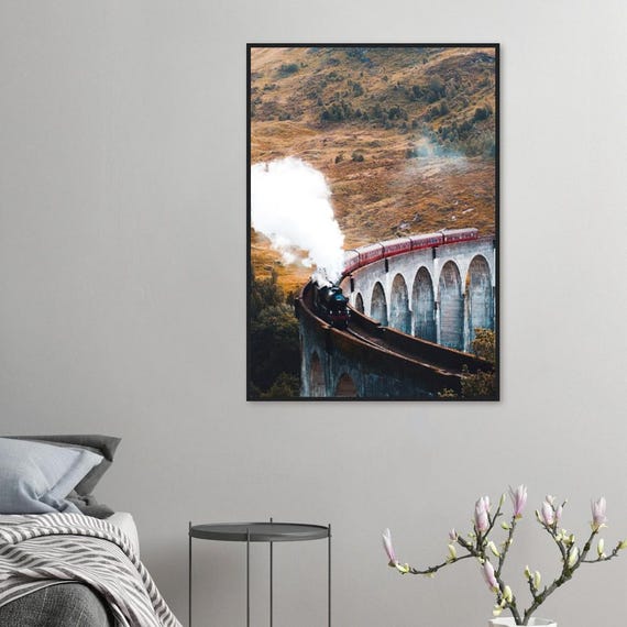 Hogwarts Express poster in a wooden frame – magical wall art