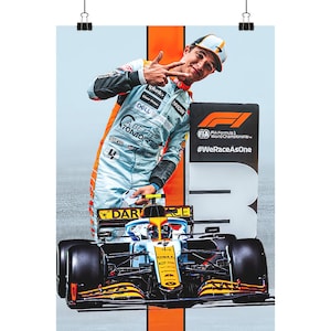 Lando Norris Poster Print - Formula 1 McLaren Gulf 2021 Monaco GP Canvas Wall Art - Poster Din A1,A2,A3,A4 (high)