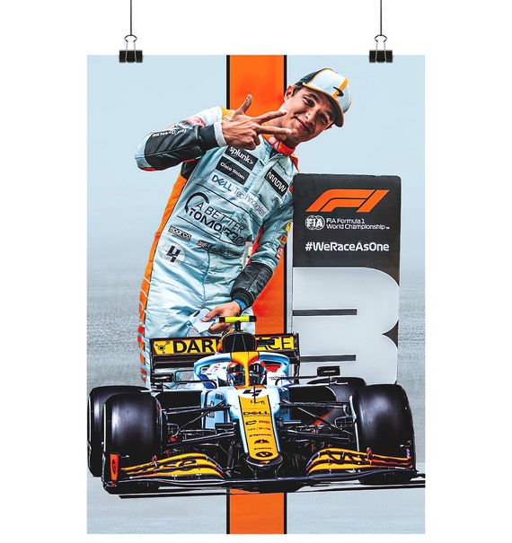 Lando Norris Poster Print - Formula 1 McLaren Gulf 2021 Monaco GP Canvas Wall Art - Poster Din A1, A2, A3, A4 (portrait)
