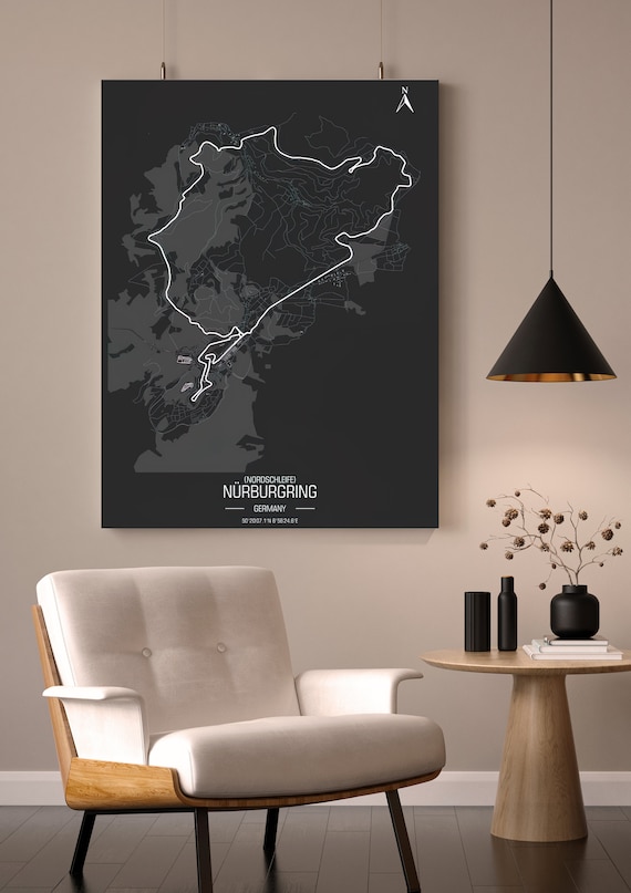 Track Map Nürburgring Nordschleife Wall Poster Canvas Poster - Din A1, A2, A3, A4 (portrait)