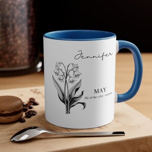 Personalized May Birth Mug, Lily of the Valley Coffee Mug, Birth Tea Cup, Gifts For Her, Gift for Woman
