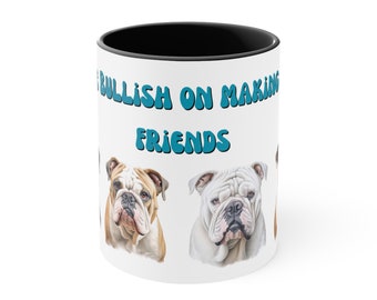 English Bulldog Mug, Dog Lover Gift, Colorful Handle