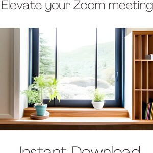 Work From Home Virtual Zoom Background, MS Teams Digital Download Virtual Background, Home Office Backdrop, Shelves Window Background,