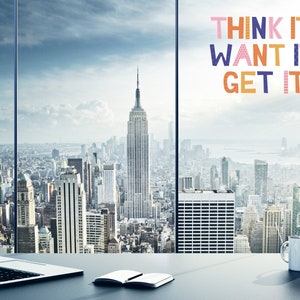 Motivational Zoom Background, Professional Skyline Office Backdrop, Online Meeting Virtual Background, Google Meet MS Teams Digital Download