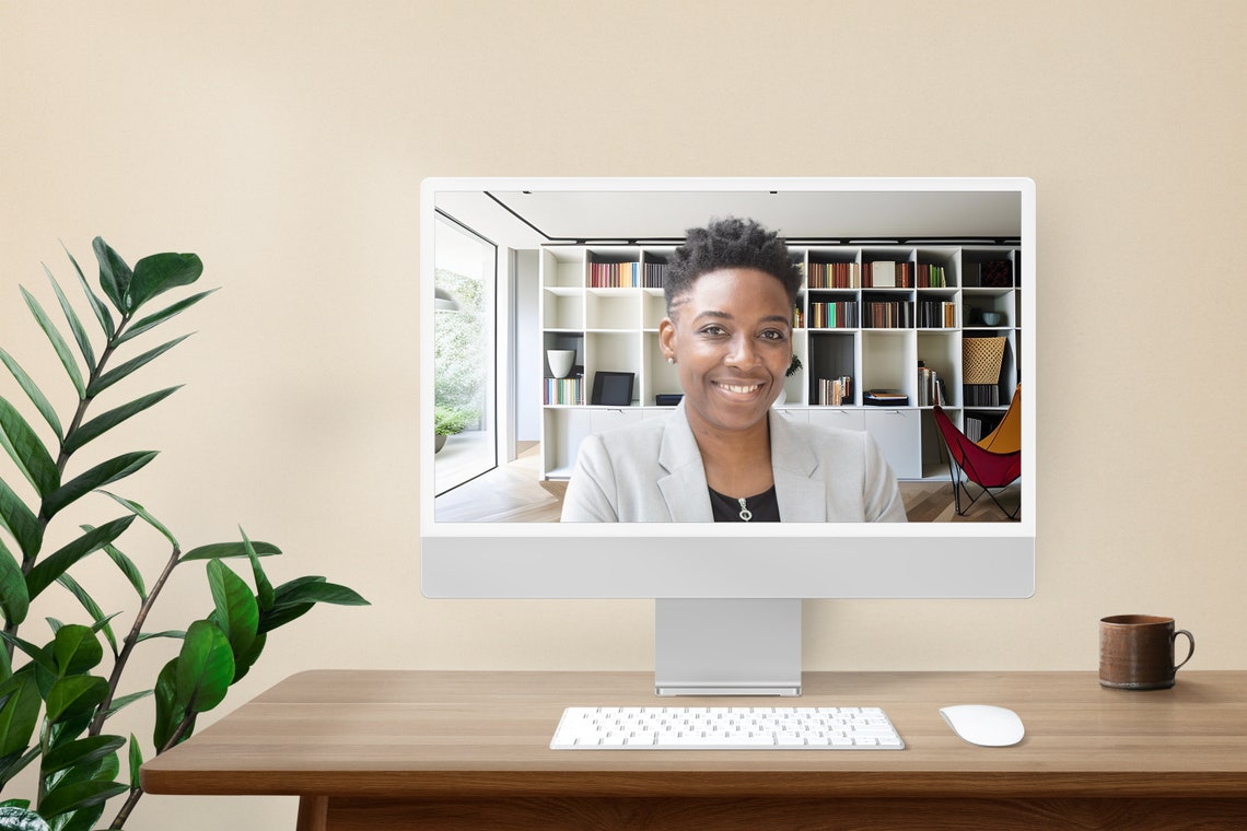 White Bookshelf Zoom Background, Work From Home Virtual Background, MS Teams Backdrop, Home