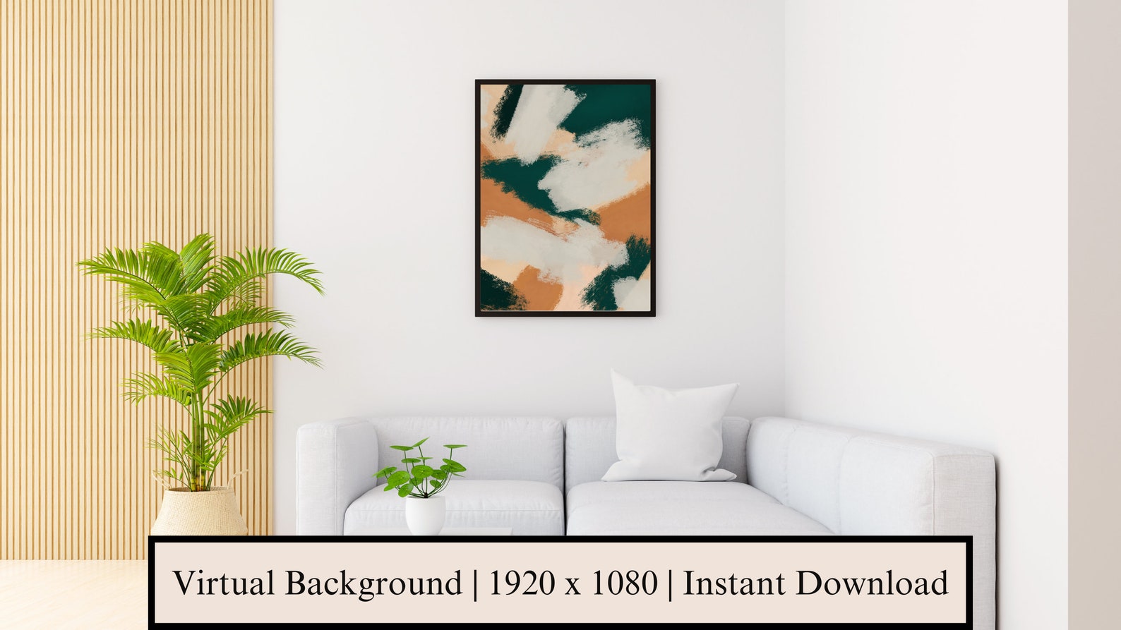 Professional Zoom Background With Bright Painting, Home Office Zoom