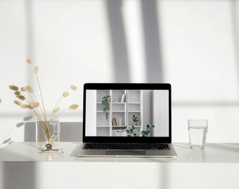 Bright White Modern Bookshelf Zoom Background, Virtual Background Home Office, Zoom Meeting Backdrop, Bookshelf Microsoft Teams Background