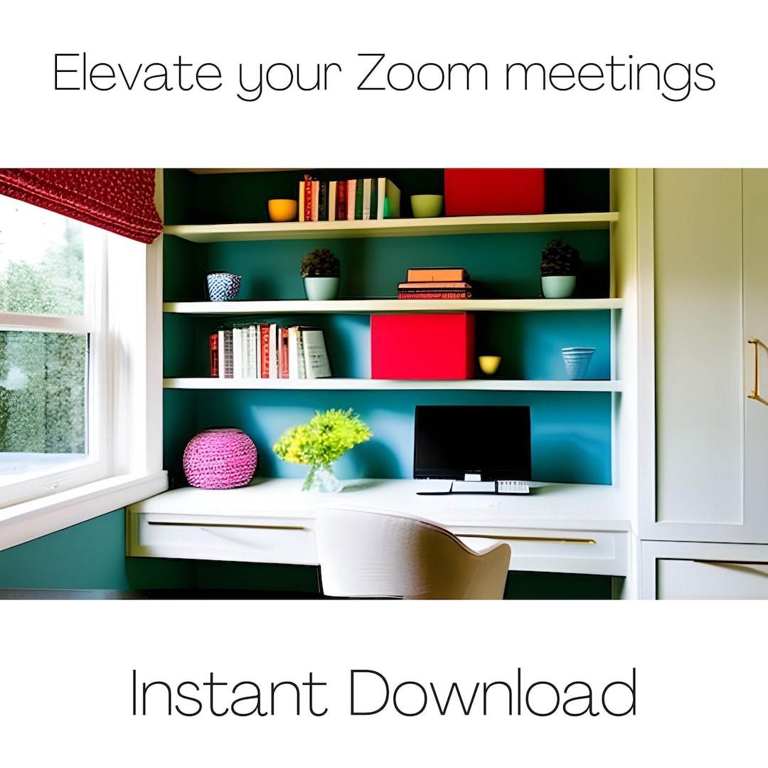 Bookshelf Zoom Background for Video Calls, Vibrant Colored Virtual