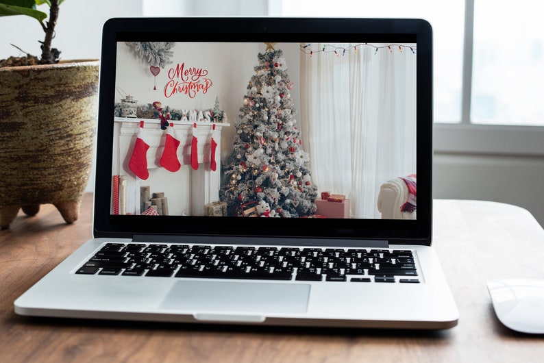 Home Office Christmas Zoom Background, Holiday Virtual Background, Zoom