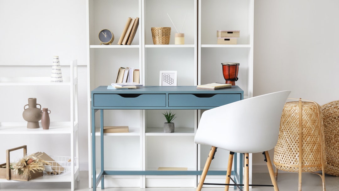 Professional Zoom Background Bookshelf, White Bookcase Virtual