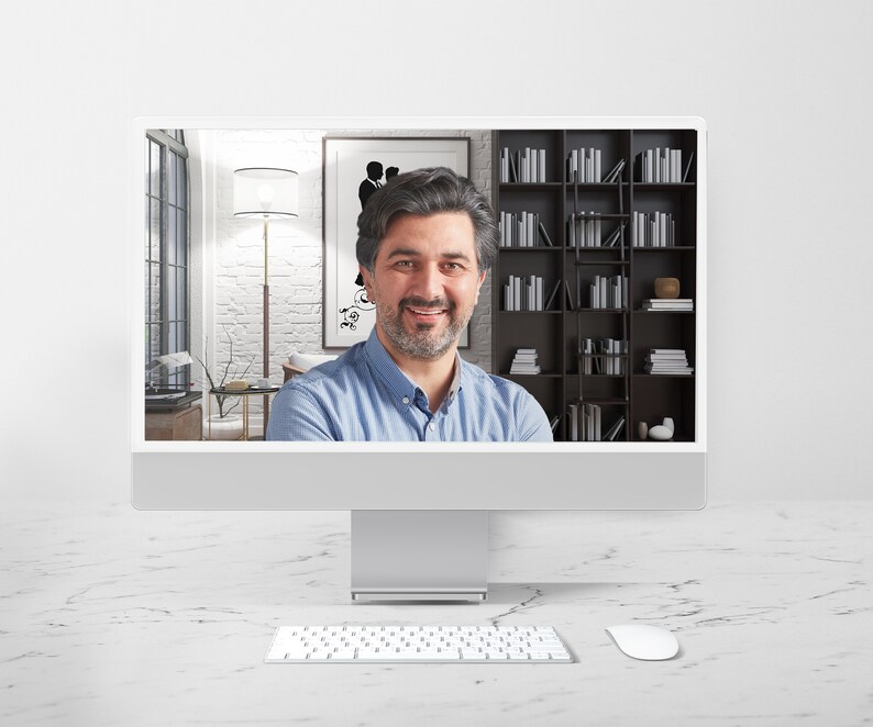 Professional Virtual Background for Teams, Lawyer Zoom Background Shelves, ESL Vipkid Teacher