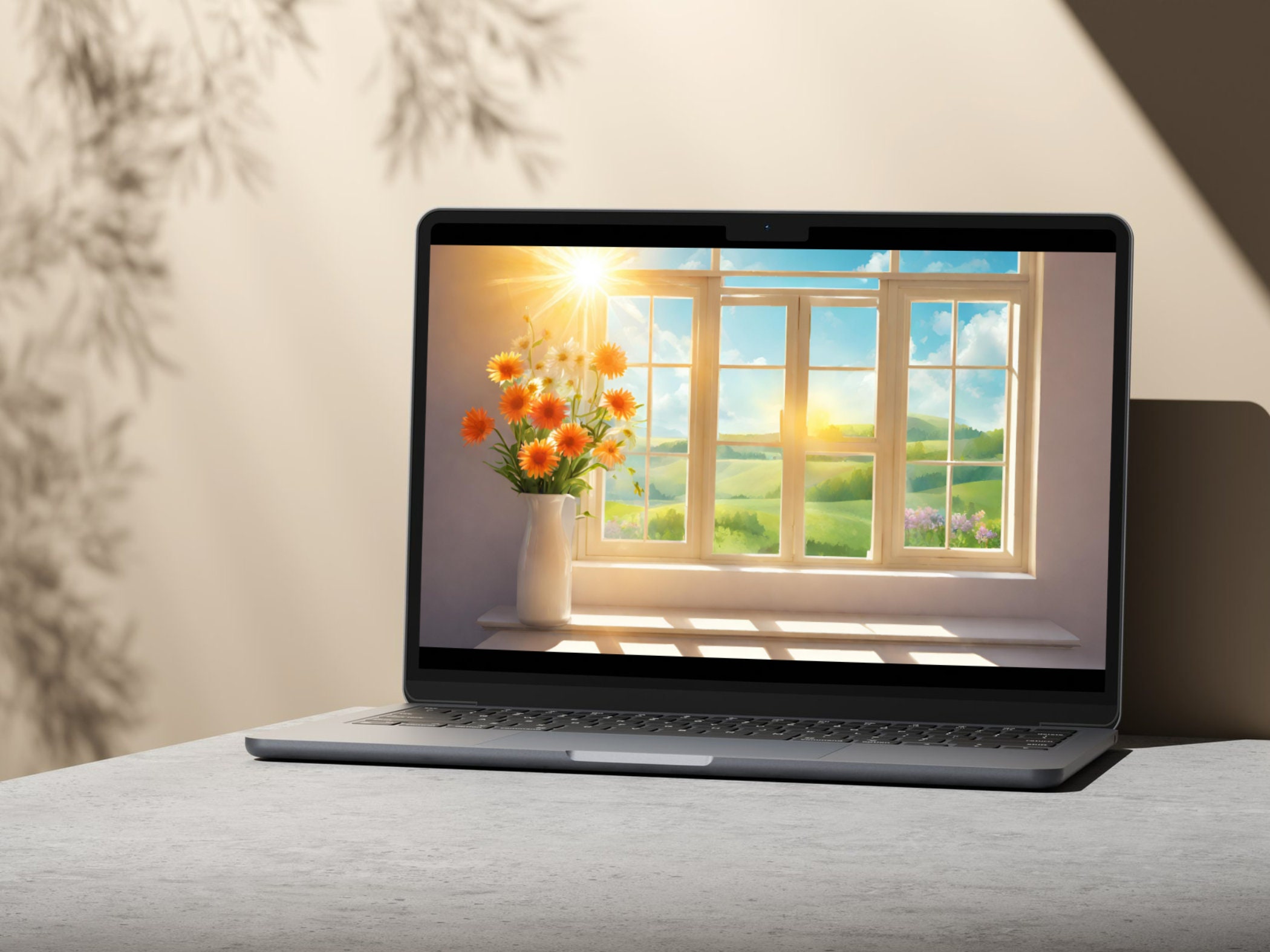 Virtual Zoom Background Sunny Office, Microsoft Teams Digital Backdrop ...