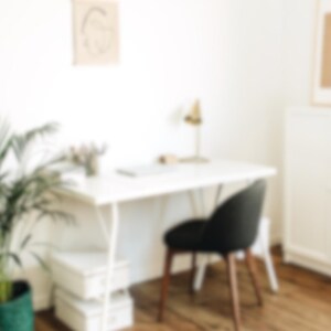 Modern Home Office Zoom Background, Blurred Virtual Background Plant, Blurry Microsoft Teams Digital Backdrop Meeting Realistic Backdrop