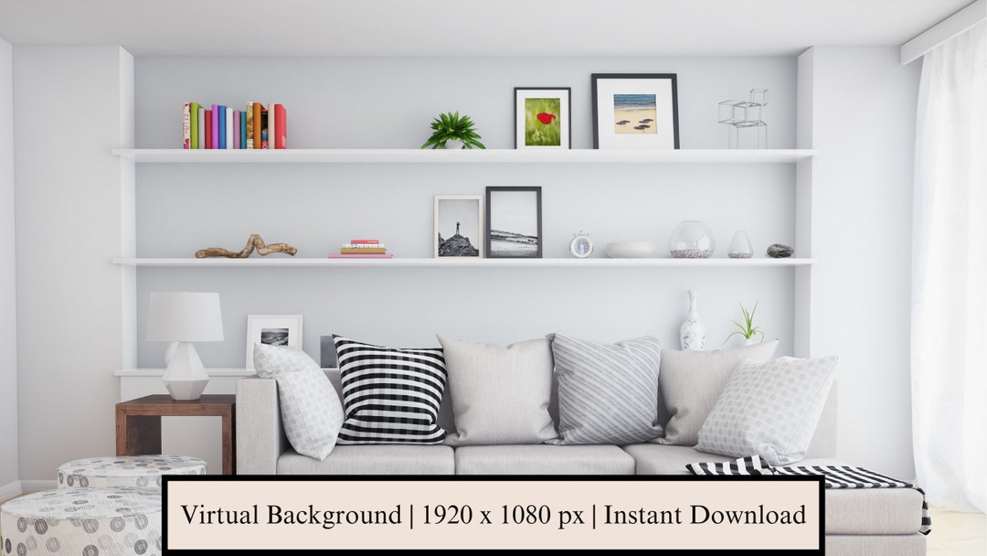 White Bookshelf Virtual Background Professional Lawyer Zoom Etsy