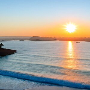 Sunset Zoom Background, Photography Backdrop, Work from Home Office Backdrop, Water Landscape, MS Teams Digital Download Virtual Background,