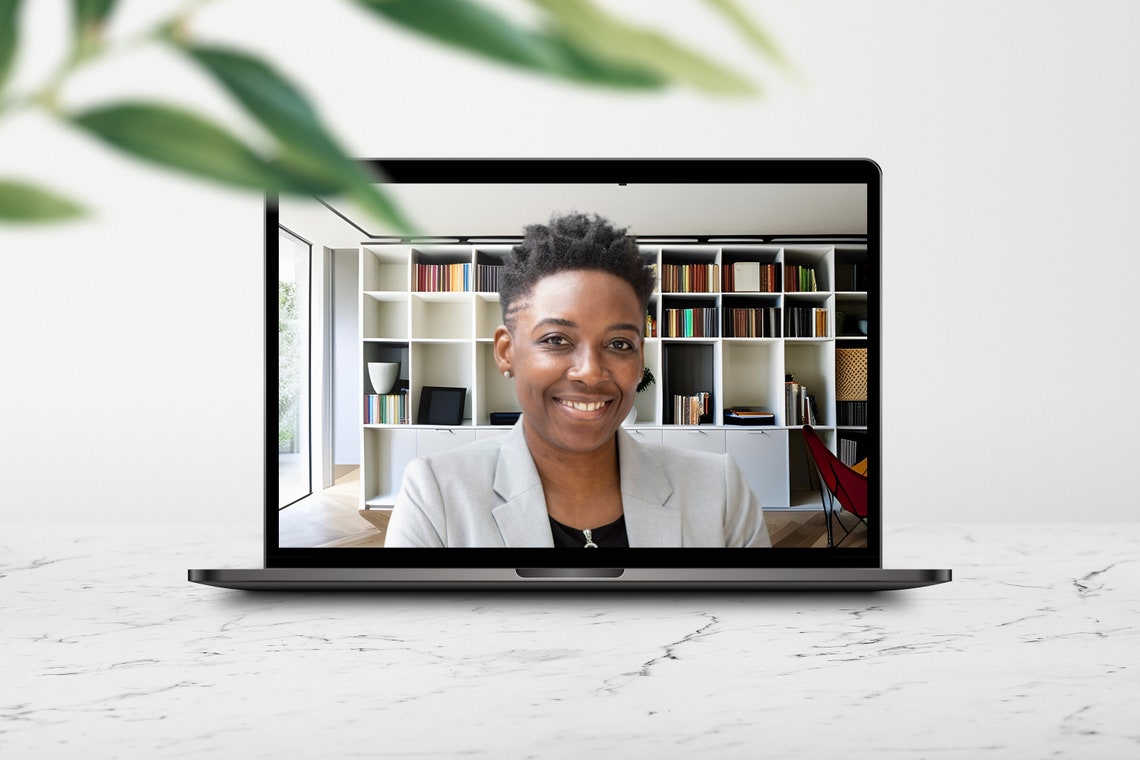 White Bookshelf Zoom Background, Work From Home Virtual Background, MS