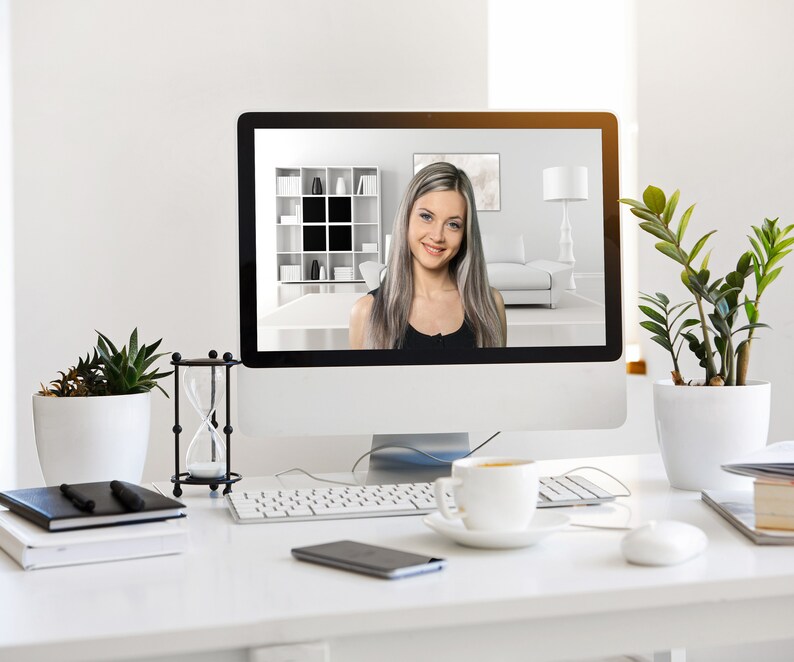 Modern White Home Office Zoom Background, Zoom Meeting Virtual