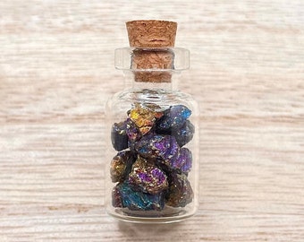 黄銅鉱の瓶/小瓶 - 孔雀鉱石 - 未加工の黄銅鉱結晶 - 黄銅鉱コレクション - 標本 - クリスタルギフト - 装飾品 - メキシコ産